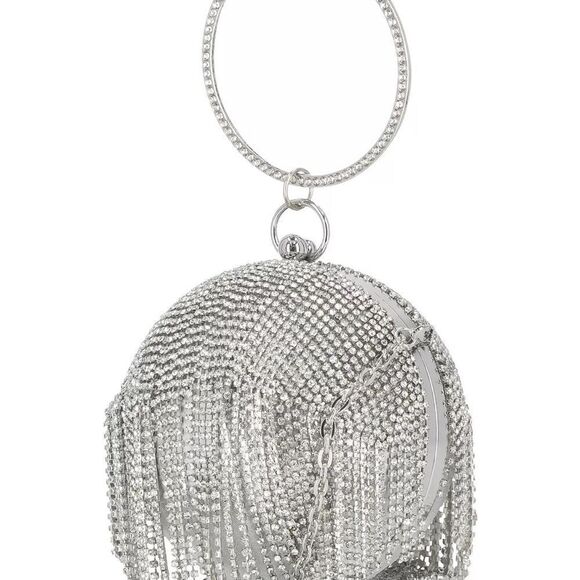 Dazzling Crystal Fringe Ball Bangle Clutch Purse • NWOT - Picture 10 of 13